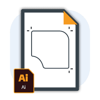 Grafiksymbol einer Adobe Illustrator-Datei mit gefaltetem Eck und „Ai“-Logo in der unteren Ecke.