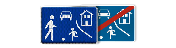 Kategoriebild zu Schildern zur Verkehrsberuhigung für den Straßenverkehr mit 2 Beispielprodukten aus dem Sortiment